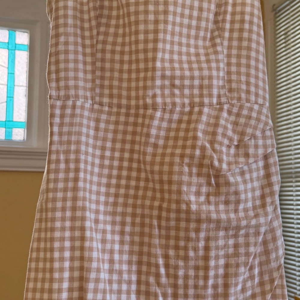Tan Gingham Dress